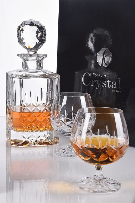 Admiralty Crystal 3pc Brandy Decanter Set
