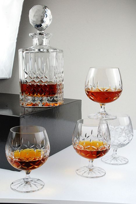 Decanters, Admiralty Crystal 5pc Brandy Decanter Set