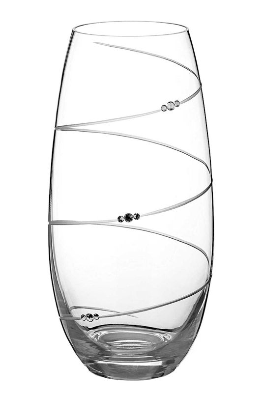 25cm Diamante Barrel Vase | Swirl design with Swarovski© Crystal Clusters