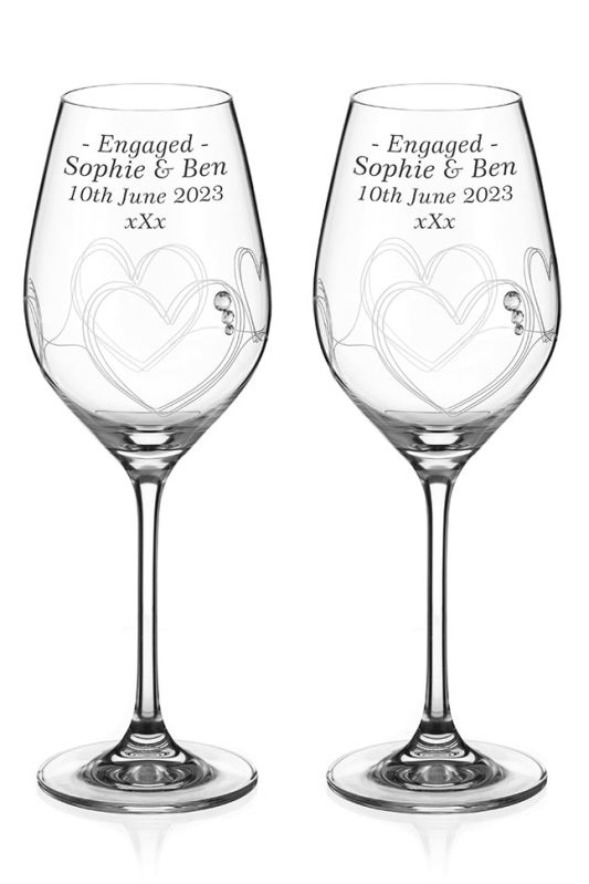 Personalised Wine Glasses, String of Love With Swarovski Elements | Gift Boxed 