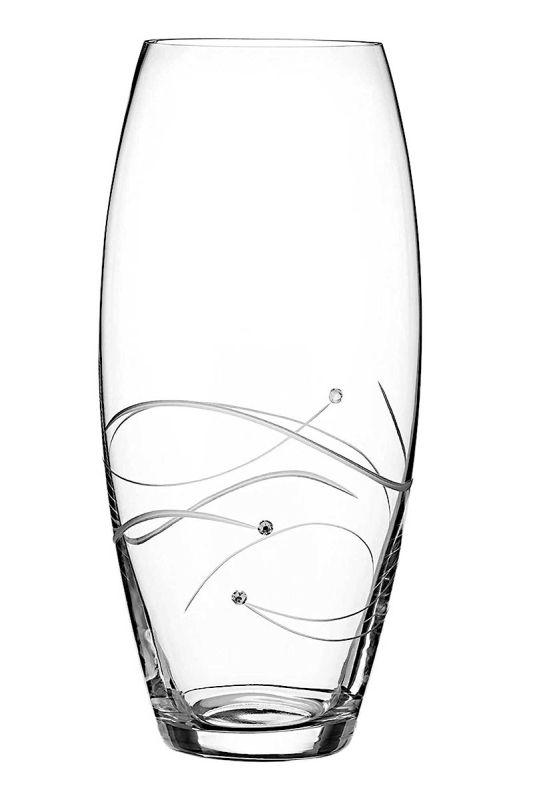 Tall Vase, Barrel Shape, Handcut Spiral Design, Swarovski® Crystals, 30cm