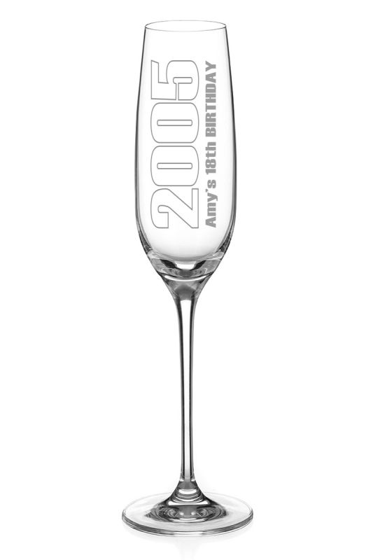 Personalised Champagne Glass With Date & Greeting | Gift Boxed