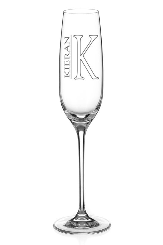 Champagne Glass Engraved With Name & Initial | Gift Boxed