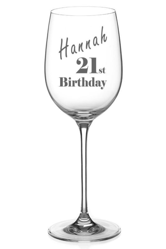 Engraved 21st Birthday Wine Glass | Personalised with Name, Gift Boxed