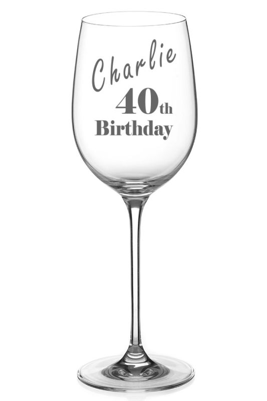 Personalised 40th Birthday Wine Glass, Engraved with Name, Just for You Gift Box