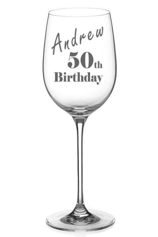 Personalised 50th Birthday Wine Glass, Engraved with Name, Just for You Gift Box