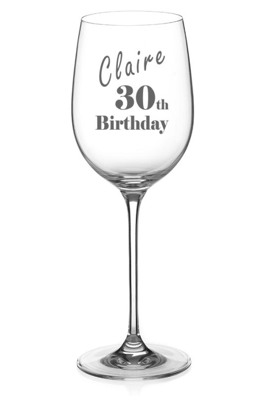 Engraved 30th Birthday Wine Glass Personalised with Age & Name