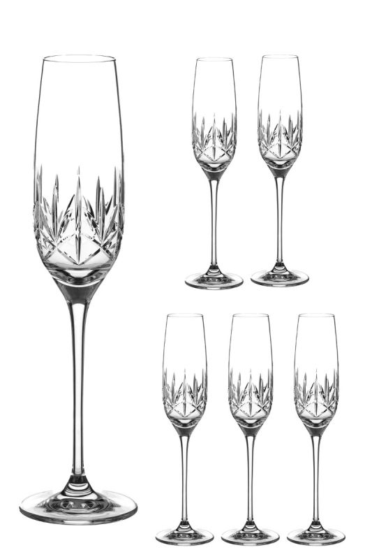 Devon Crystal Champagne Glasses, Set of 6 | Gift Boxed