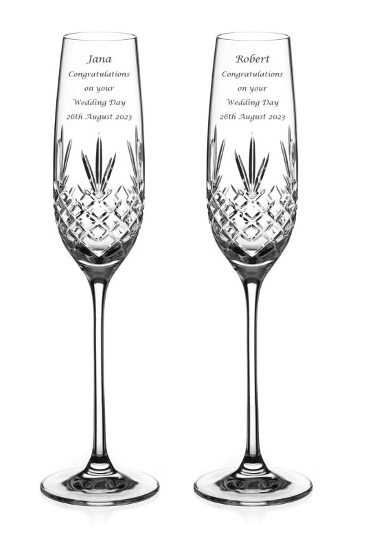 Engraved Champagne Glasses, Buckingham | Gift Boxed Pair