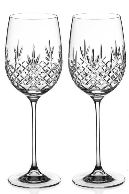 Set of 2 Premium Buckingham Lead-Free Crystal Wine Glasses, Gift Boxed