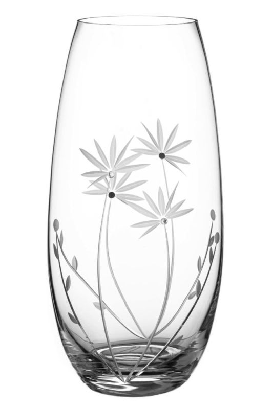 Diamante Barrel Vase | Floral Bloom Motif with Swarovski® Crystals. 25cm
