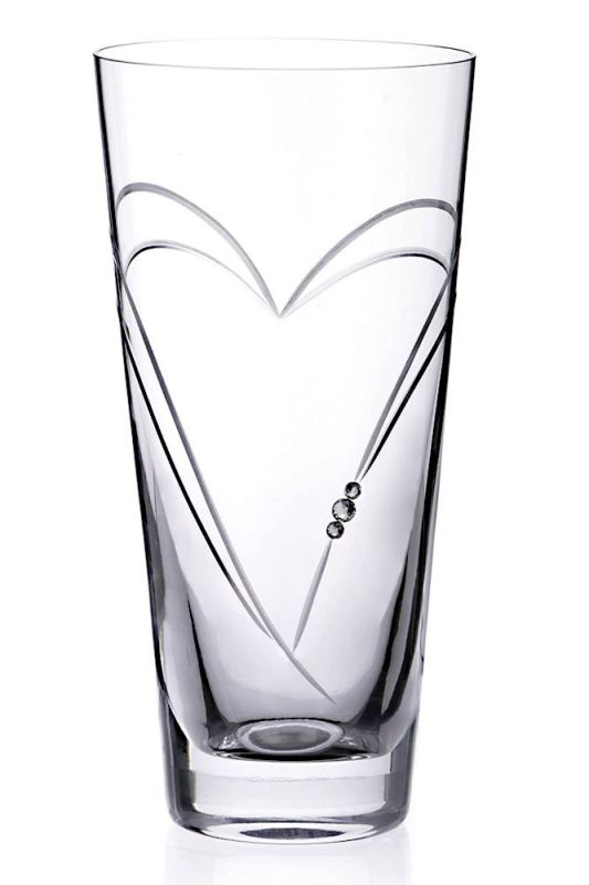 Small Diamante Heart in Heart Conical Vase, 20cm, Swarovski® Crystals
