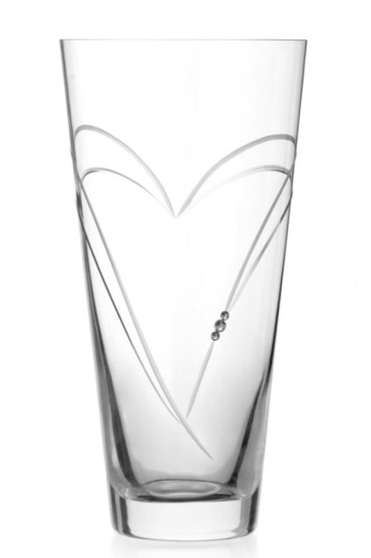 25cm Heart Motif Vase Decorated With Diamante Crystals | Gift Boxed  