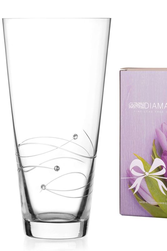 Diamante 25cm Flower Vase Hand-cut and Decorated with Swarovski Elements | Gift Boxed