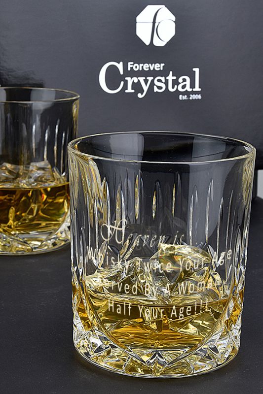 Par of Admiralty Crystal Whisky Glasses Engraved With Your Own Inscription