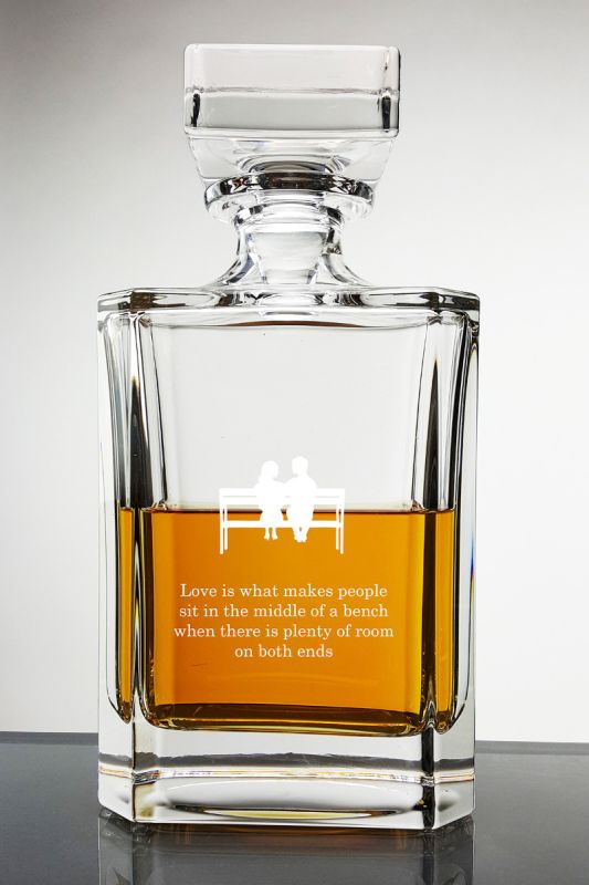 Personalised Decanter Wedding Anniversary Gift, Couple Sitting on a Bench