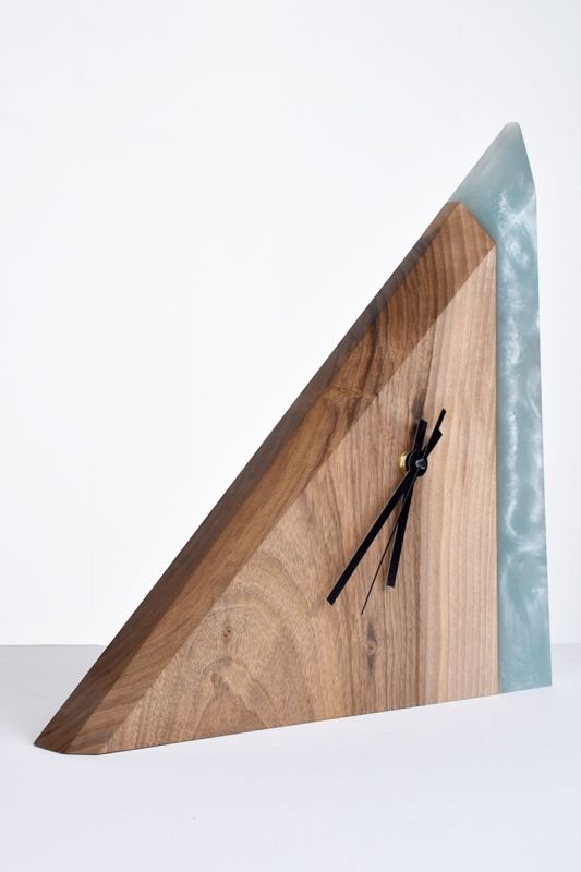 Handcrafted Walnut and Resin Clock 
