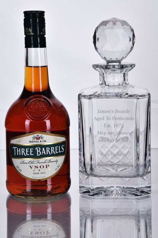 Three Barrels Brandy Decanter Personalised Gift Set