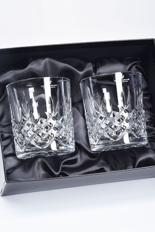 Buckingham Crystal Whisky Glasses | Pair in Satin Gift Box