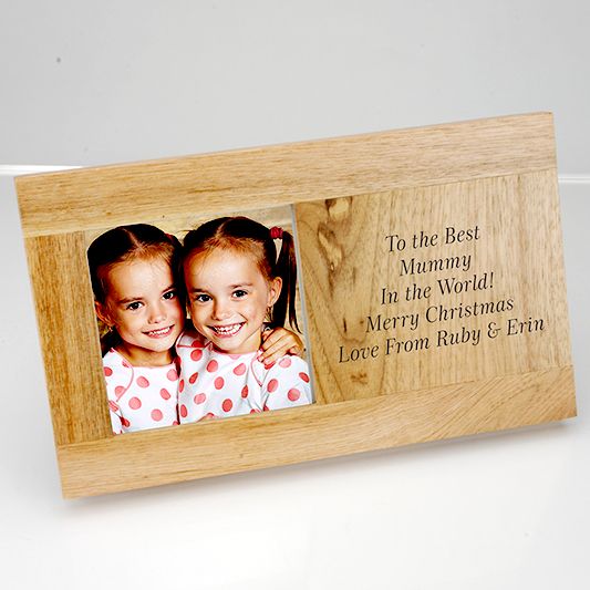 Personalised Oak Photo Frame With Panel for Your Special Message