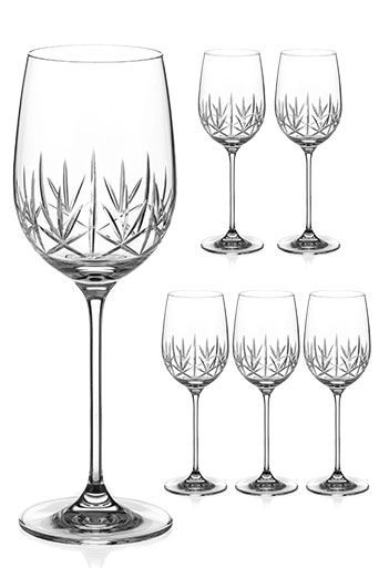 Devon Crystal Wine Glasses, Set of 6 | Gift Boxed