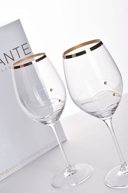 Diamante Gold Glitz Wine Goblets with Swarovski Elements