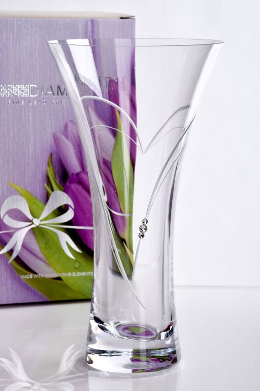 Diamante Flower Vase | Heart in Heart Motif with Swarovski Elements