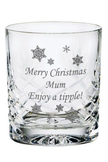 Personalised Christmas Whisky Glass | Snow Flake Motif
