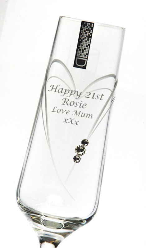 Engraved Diamante Heart Champagne Flute Gift | Just For You