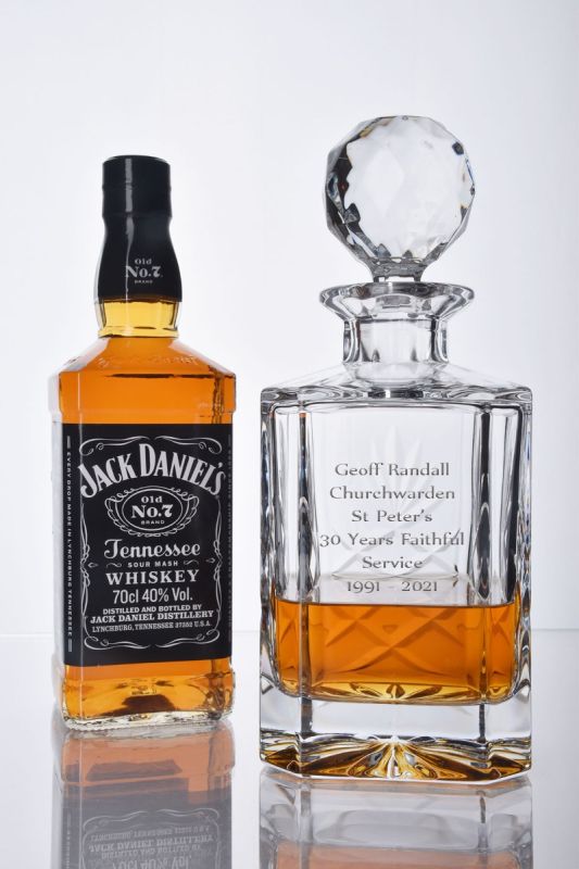 Personalised Galleon Crystal Decanter and 70ml Bottle of Jack Daniel's Whiskey