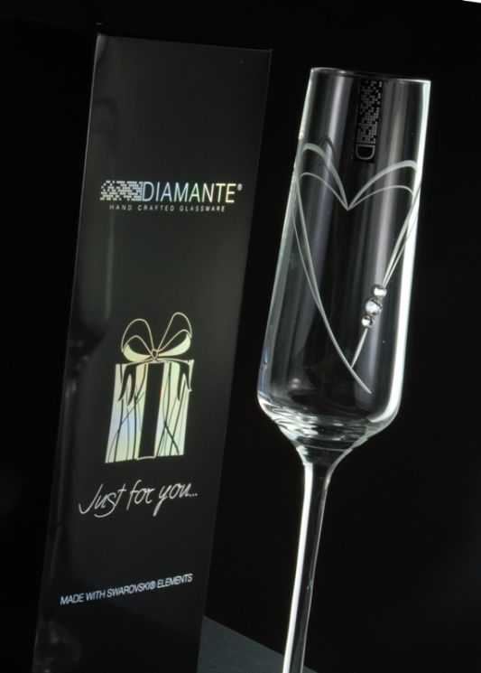 Just For You! Diamante Heart Champagne Flute