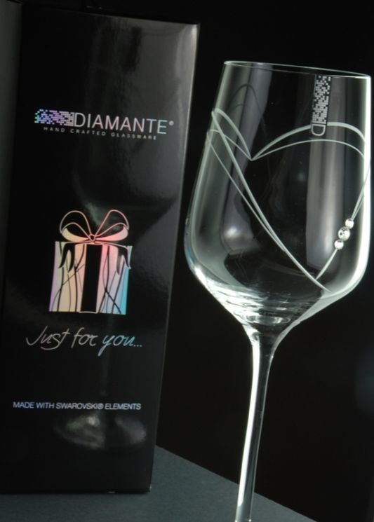 Just For You | Diamante Heart-in-Heart Wine Glass Gift