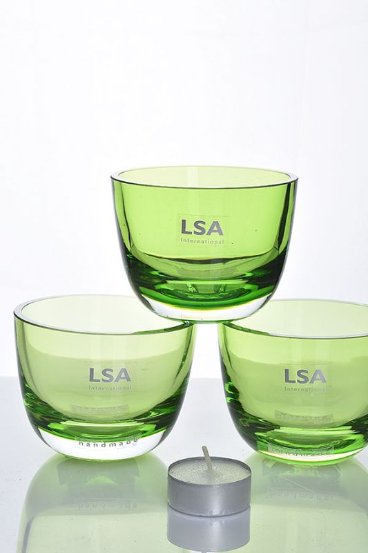 Set of 3 Cased Lime Tealights by LSA