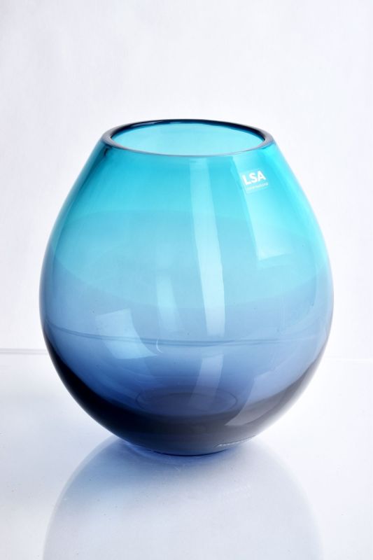LSA Vase, Ombre, Stunning Handmade Round 24cm Tall Bowl, Highly Decorative Centrepiece 