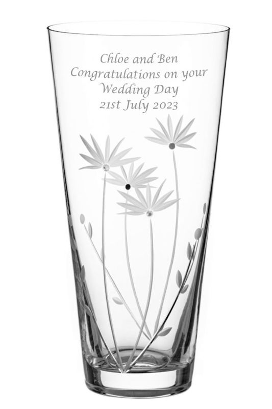 Personalised 25cm Conical Vase Hand Decorated with Swarovski® Crystals