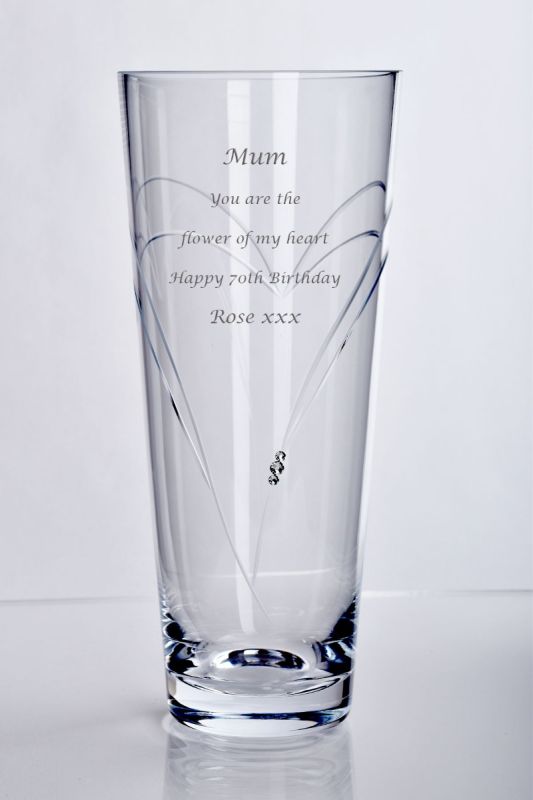 Diamante Heart in Heart Conical Vase with Swarovski Elements