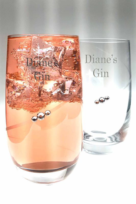Pair of Personalised Diamante Highball Gin Glasses