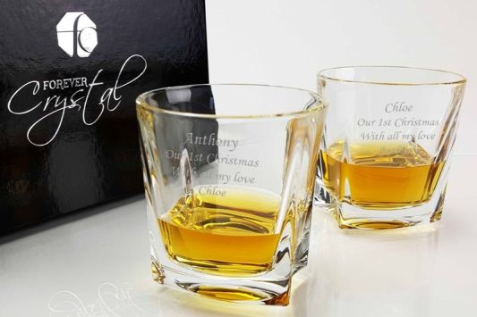 Personalised Kathrene Crystal Whisky Glasses with Engraved Inscription