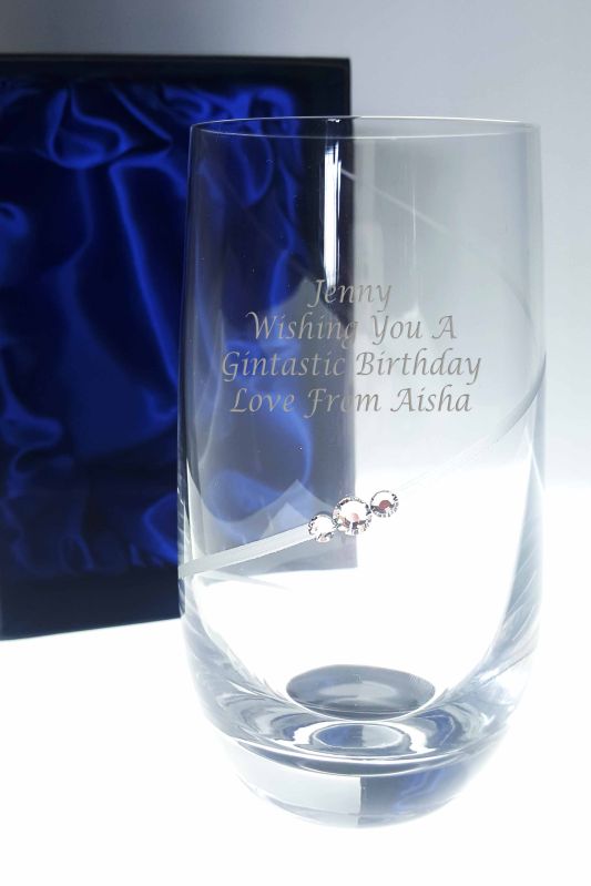 Personalised Diamante Highball Gin Glass