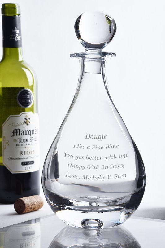Engraved Tear Drop Glass Wine Decanter | You Get Better With Age
