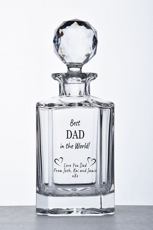 Engraved Square Crystal Decanter | Best Dad In The World 
