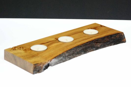Handcrafted Rustic Oak Triple Tea Light Set
