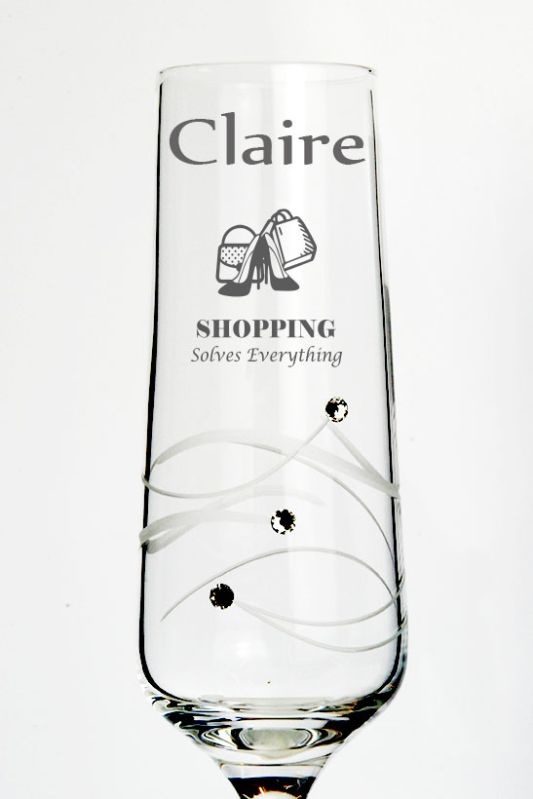 Shopaholic Champagne Glass | Shopping Solves Everything Motif