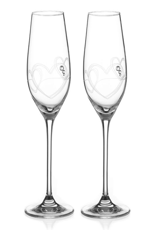 String of Love Champagne Flutes | Heart Motif with Swarovski Elements
